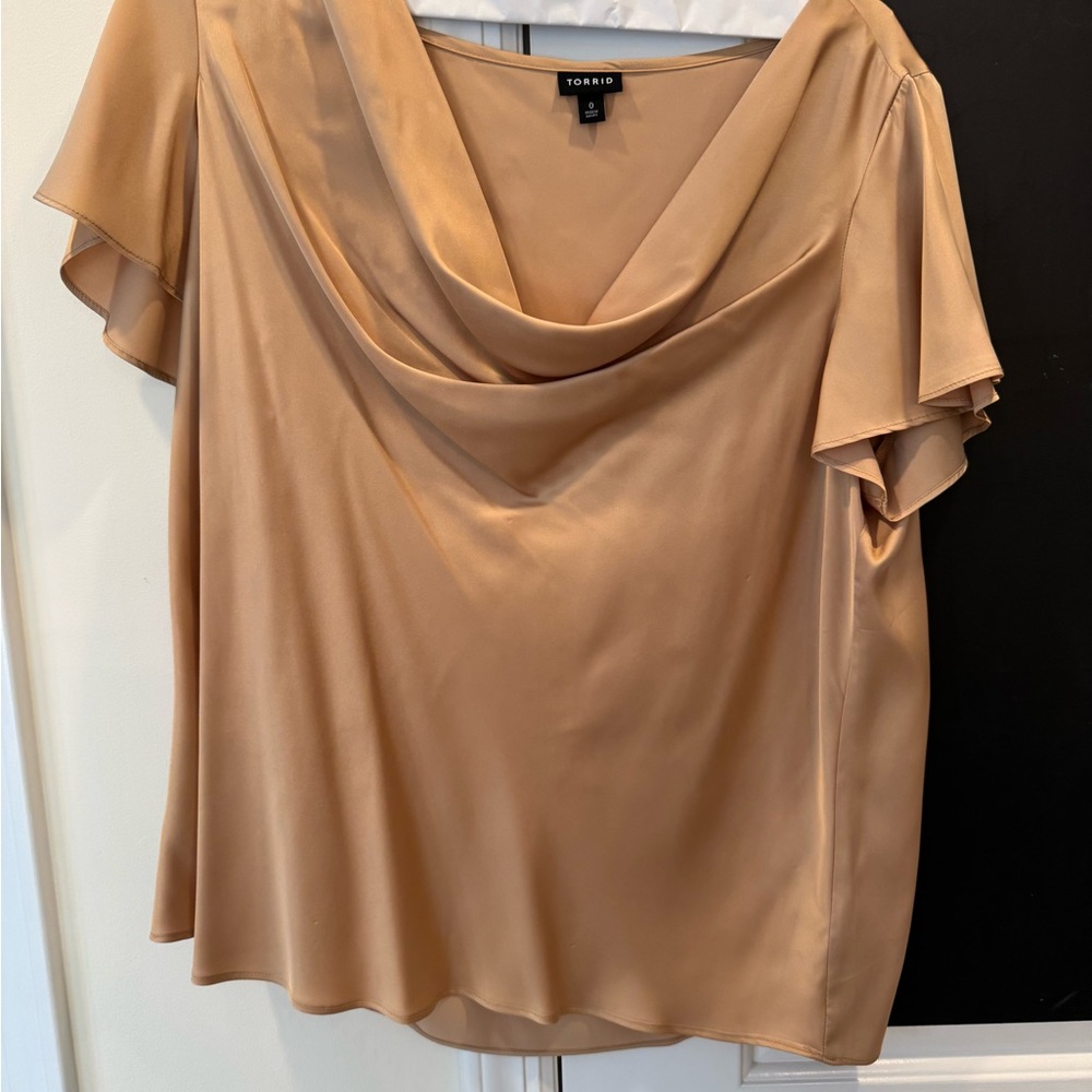 Torrid Women's Camel Cowl Neck Blouse
